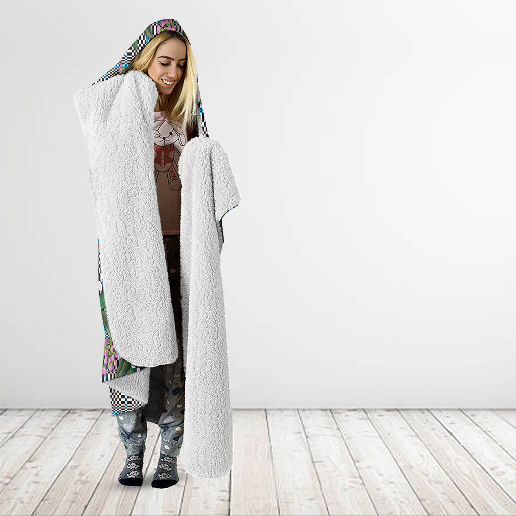 Blue Binakol Motifs With Jasminum Sambac Hooded Blanket Mabuhay Philippines Festival