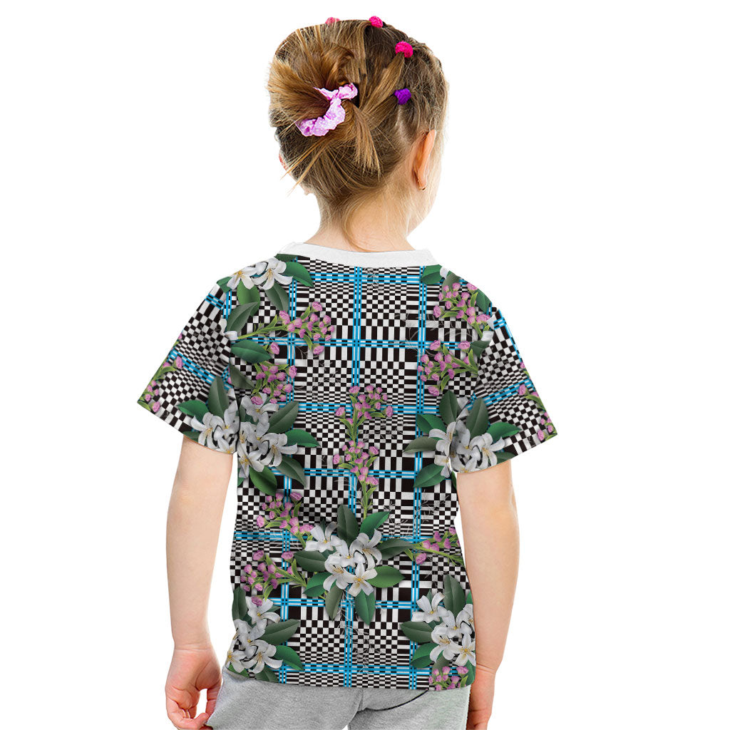 Blue Binakol Motifs With Jasminum Sambac Kid T Shirt Mabuhay Philippines Festival
