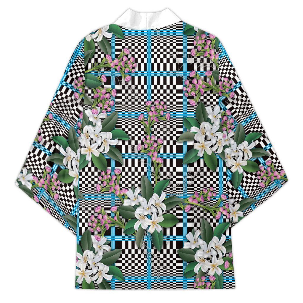 Blue Binakol Motifs With Jasminum Sambac Kimono Mabuhay Philippines Festival