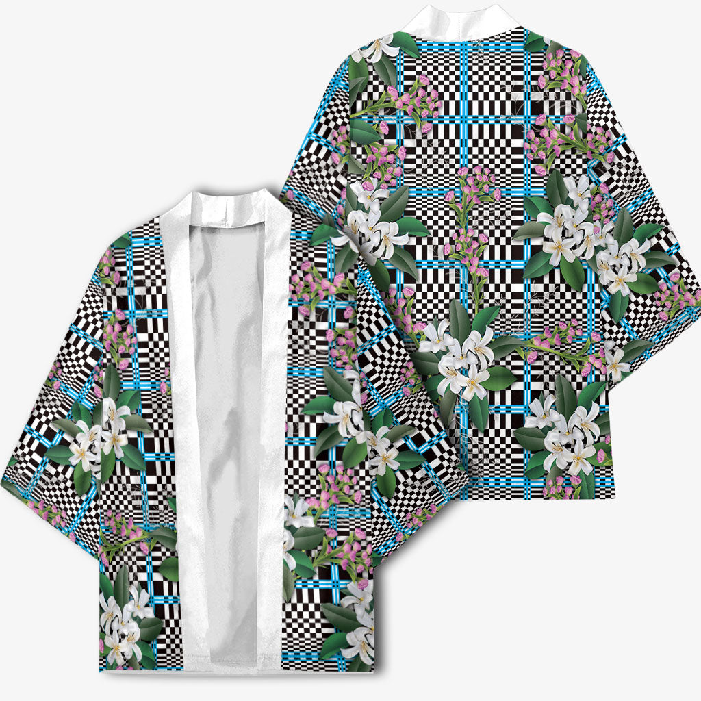Blue Binakol Motifs With Jasminum Sambac Kimono Mabuhay Philippines Festival