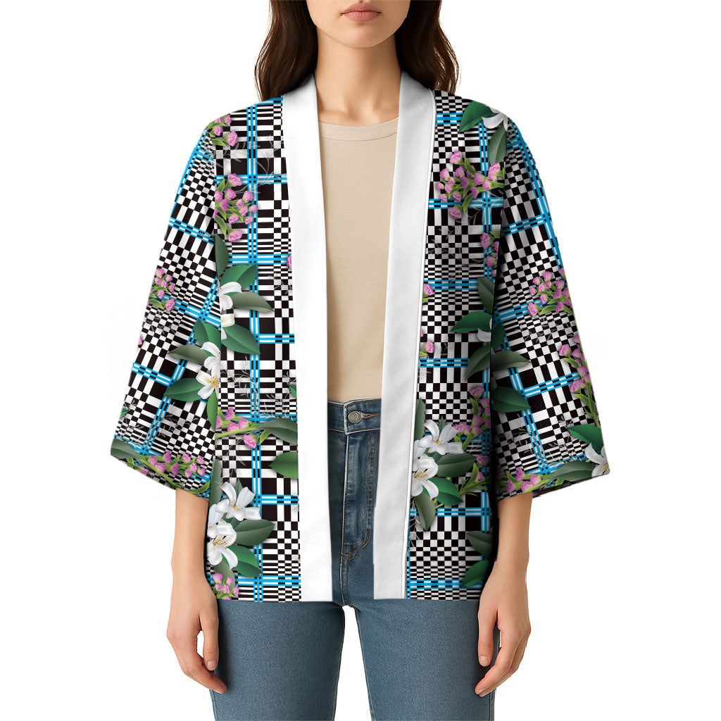 Blue Binakol Motifs With Jasminum Sambac Kimono Mabuhay Philippines Festival
