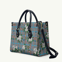 Blue Binakol Motifs With Jasminum Sambac Leather Bag Mabuhay Philippines Festival