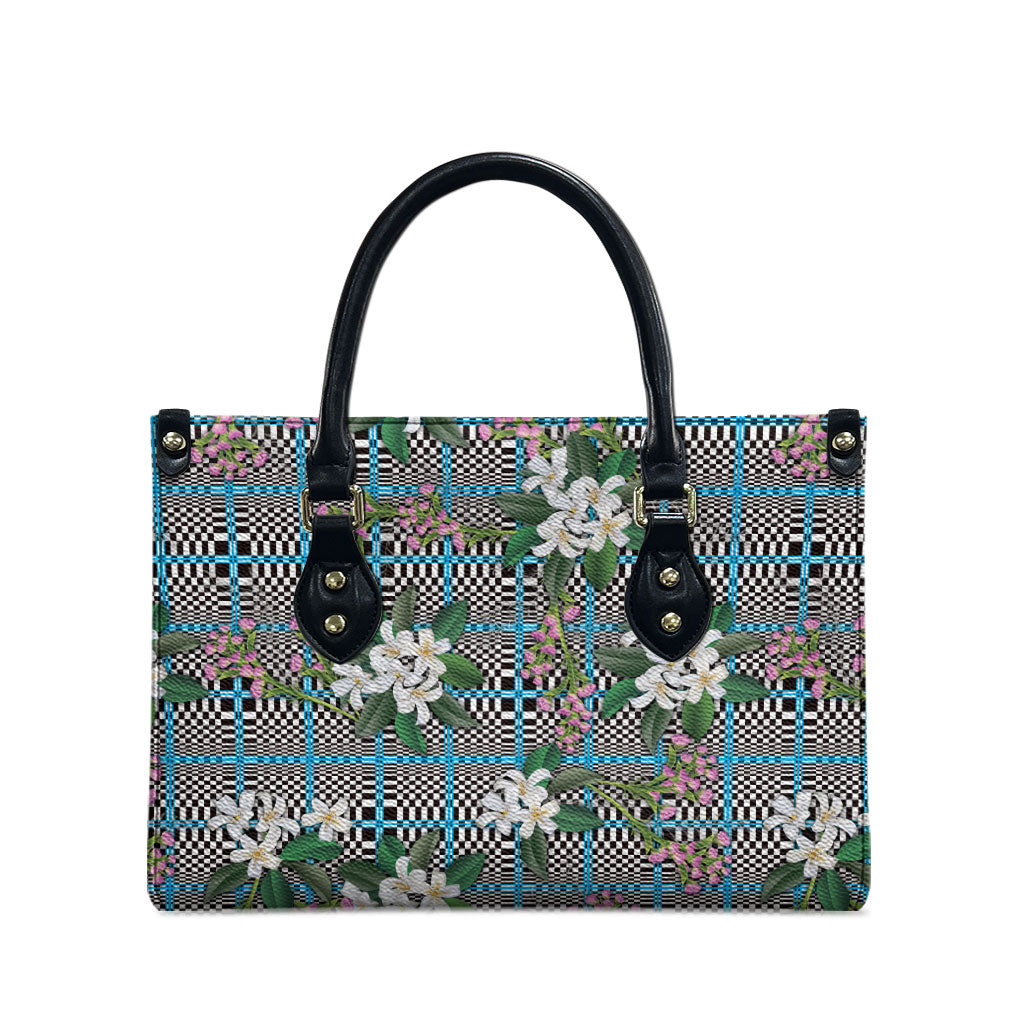 Blue Binakol Motifs With Jasminum Sambac Leather Bag Mabuhay Philippines Festival