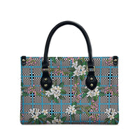 Blue Binakol Motifs With Jasminum Sambac Leather Bag Mabuhay Philippines Festival