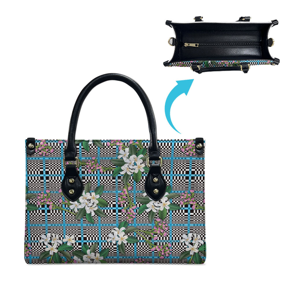 Blue Binakol Motifs With Jasminum Sambac Leather Bag Mabuhay Philippines Festival