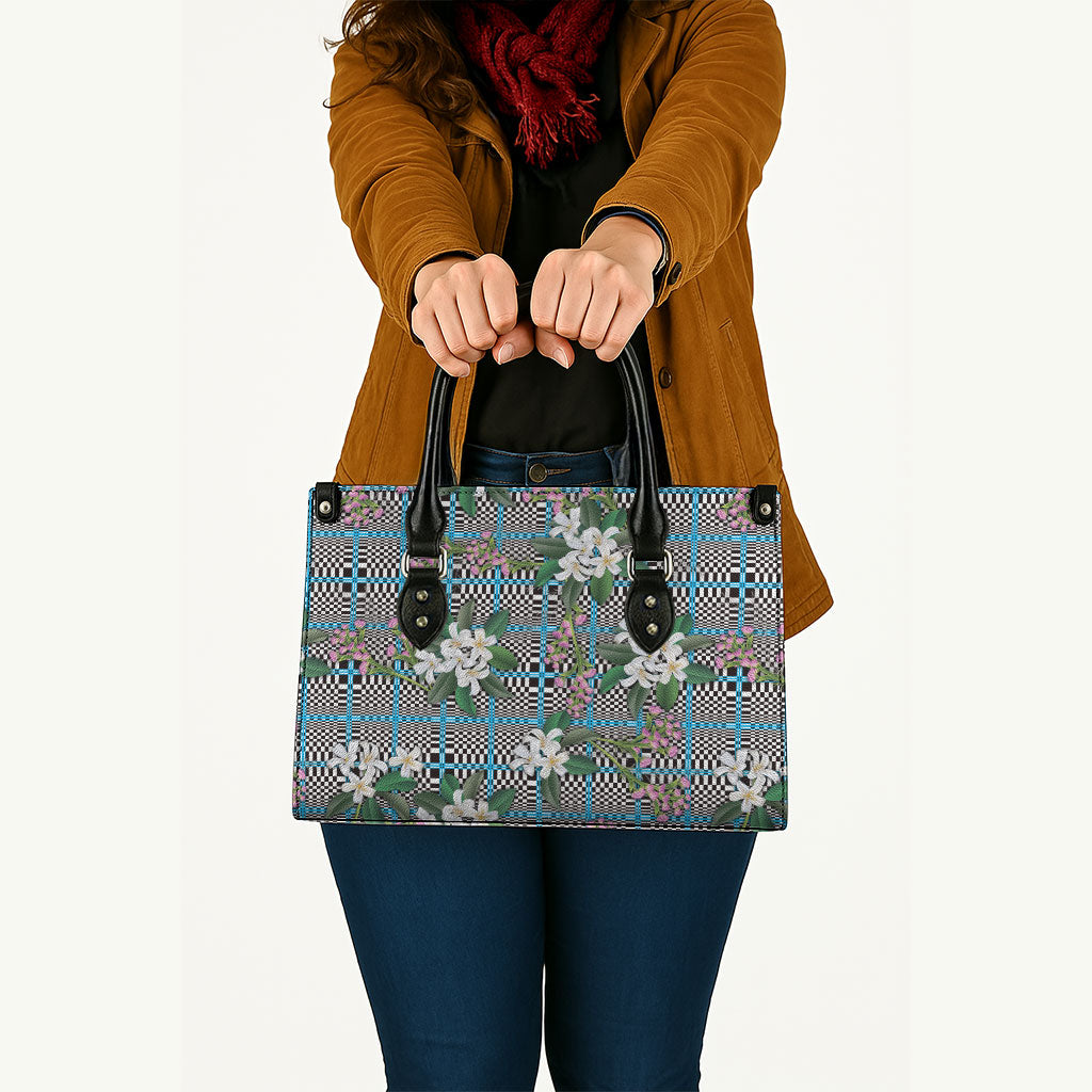 Blue Binakol Motifs With Jasminum Sambac Leather Bag Mabuhay Philippines Festival