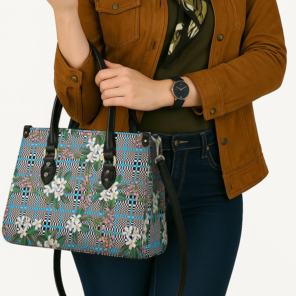 Blue Binakol Motifs With Jasminum Sambac Leather Bag Mabuhay Philippines Festival