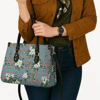 Blue Binakol Motifs With Jasminum Sambac Leather Bag Mabuhay Philippines Festival