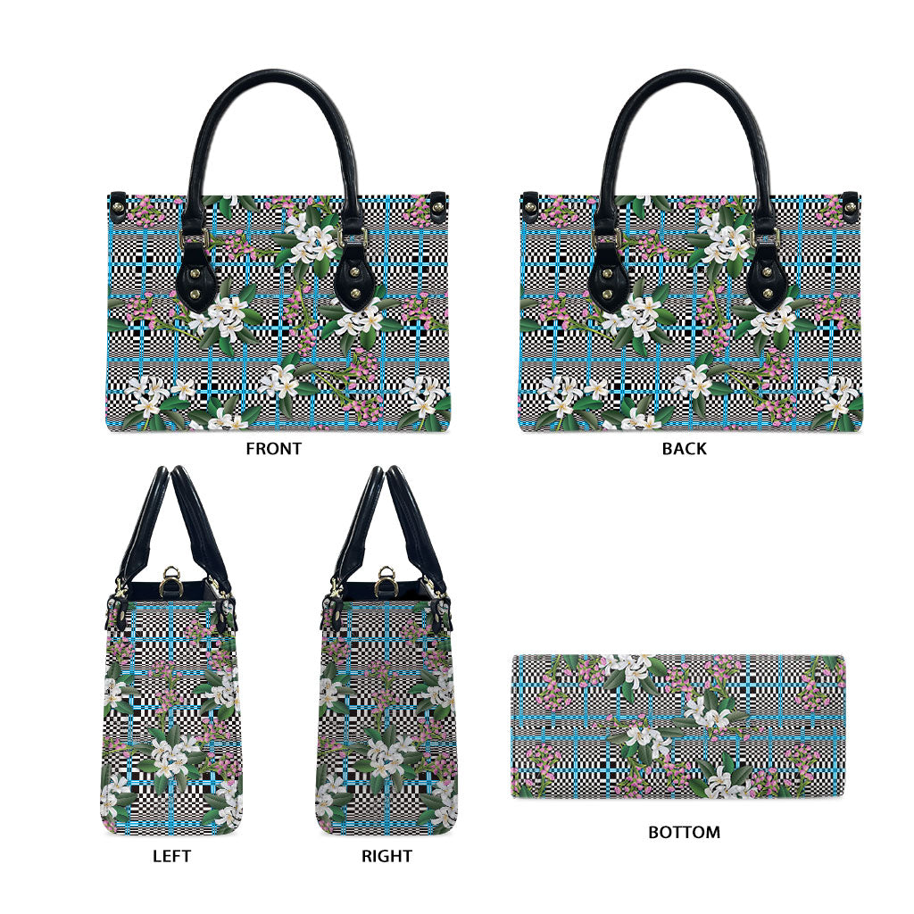 Blue Binakol Motifs With Jasminum Sambac Leather Bag Mabuhay Philippines Festival