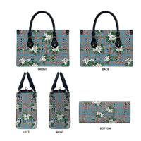 Blue Binakol Motifs With Jasminum Sambac Leather Bag Mabuhay Philippines Festival