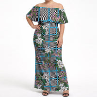 Blue Binakol Motifs With Jasminum Sambac Off Shoulder Maxi Dress Mabuhay Philippines Festival