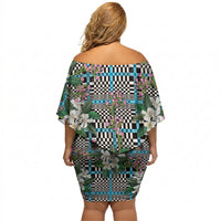 Blue Binakol Motifs With Jasminum Sambac Off Shoulder Short Dress Mabuhay Philippines Festival