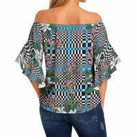 Blue Binakol Motifs With Jasminum Sambac Off Shoulder Wrap Waist Top Mabuhay Philippines Festival
