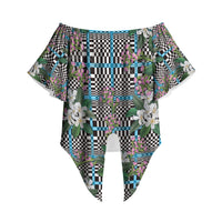 Blue Binakol Motifs With Jasminum Sambac Off Shoulder Wrap Waist Top Mabuhay Philippines Festival