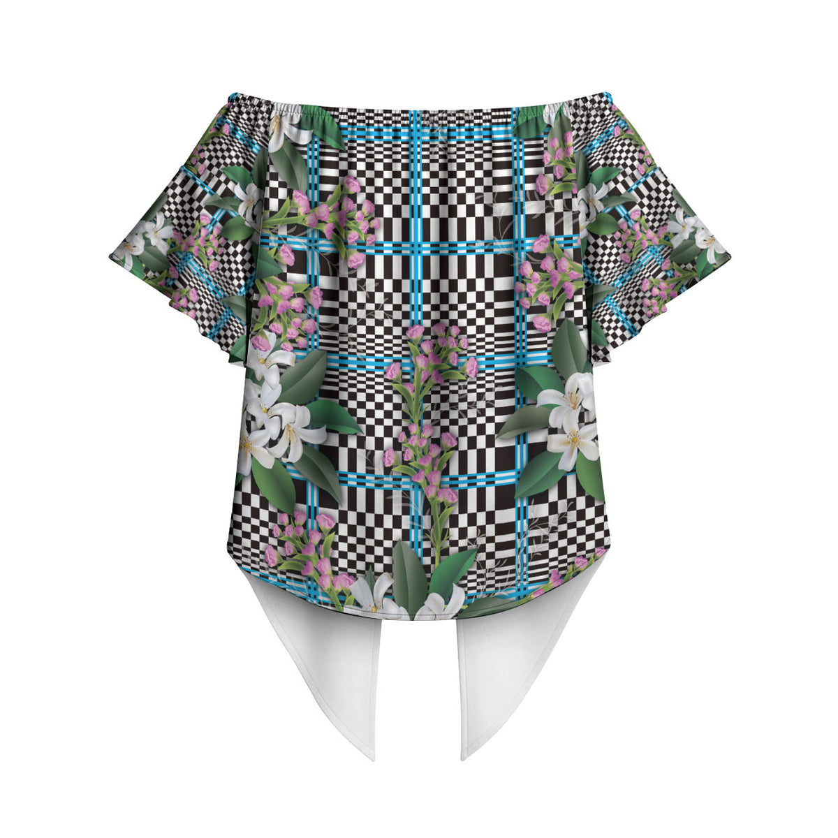 Blue Binakol Motifs With Jasminum Sambac Off Shoulder Wrap Waist Top Mabuhay Philippines Festival