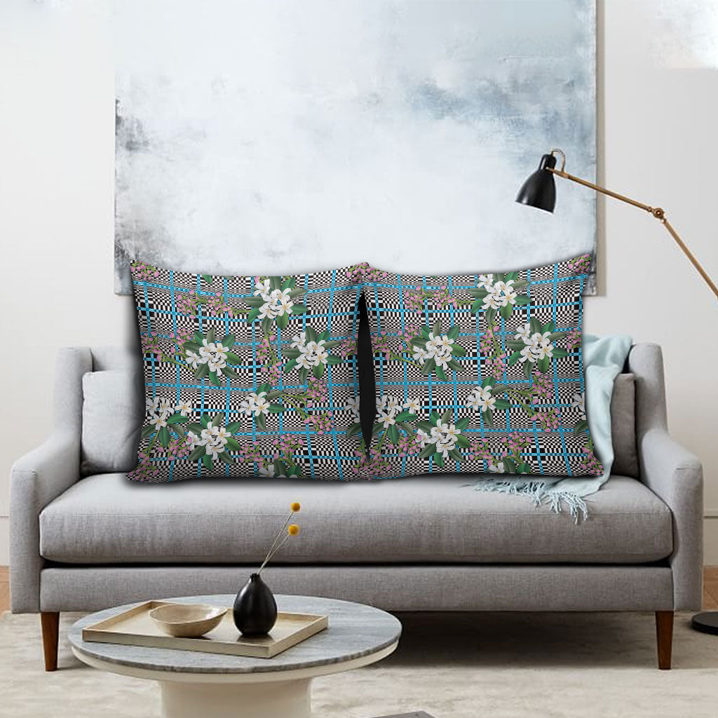 Blue Binakol Motifs With Jasminum Sambac Pillow Cover Mabuhay Philippines Festival