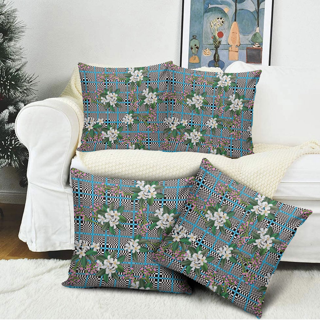 Blue Binakol Motifs With Jasminum Sambac Pillow Cover Mabuhay Philippines Festival