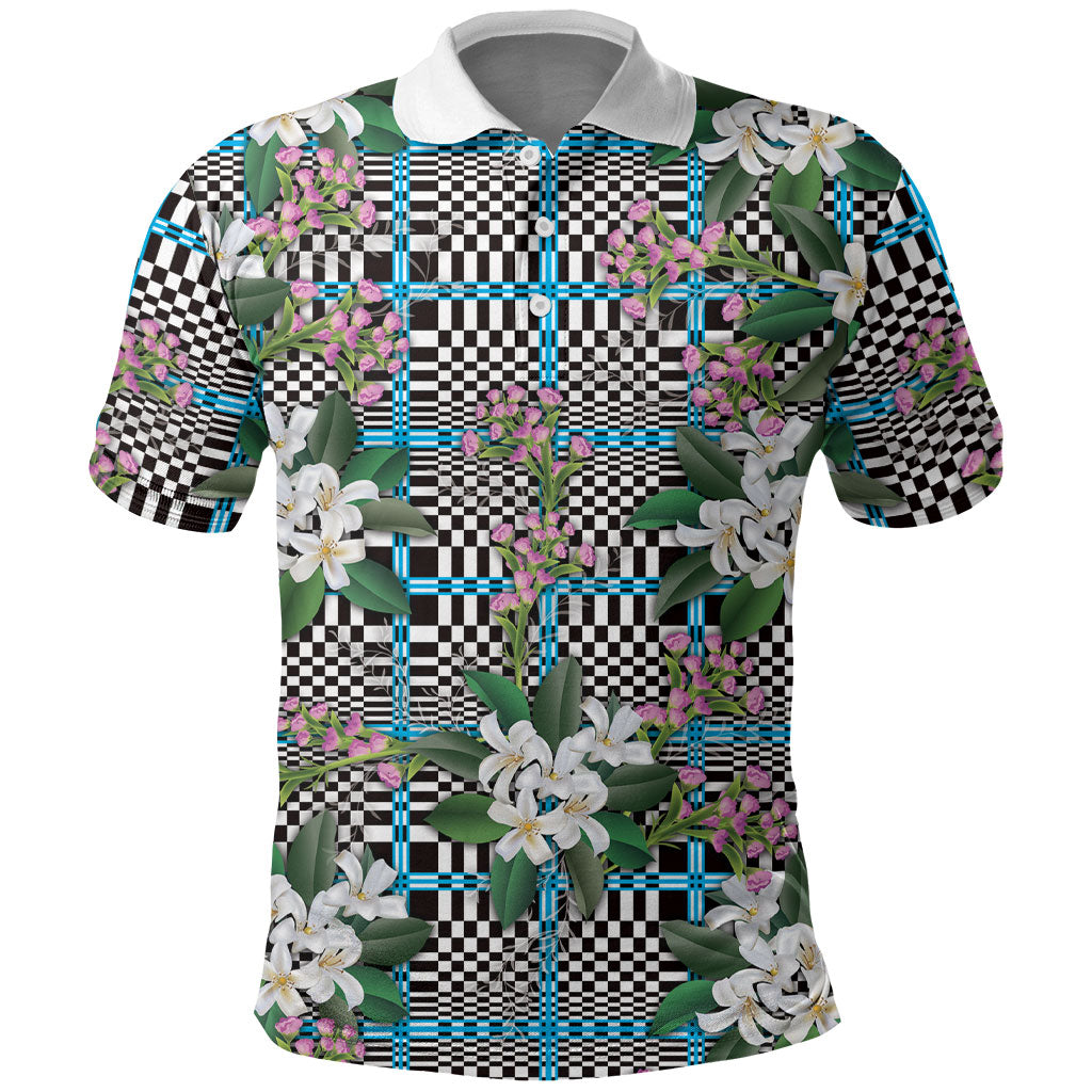 Blue Binakol Motifs With Jasminum Sambac Polo Shirt Mabuhay Philippines Festival