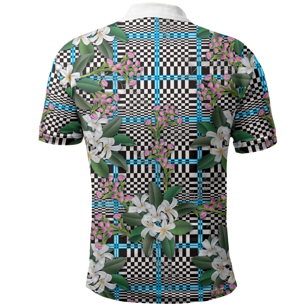 Blue Binakol Motifs With Jasminum Sambac Polo Shirt Mabuhay Philippines Festival
