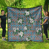 Blue Binakol Motifs With Jasminum Sambac Quilt Mabuhay Philippines Festival