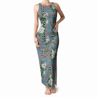 Blue Binakol Motifs With Jasminum Sambac Tank Maxi Dress Mabuhay Philippines Festival
