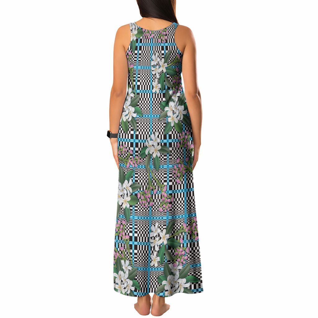 Blue Binakol Motifs With Jasminum Sambac Tank Maxi Dress Mabuhay Philippines Festival
