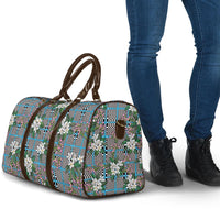 Blue Binakol Motifs With Jasminum Sambac Travel Bag Mabuhay Philippines Festival