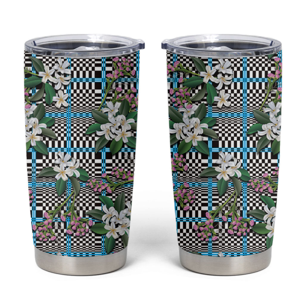 Blue Binakol Motifs With Jasminum Sambac Tumbler Cup Mabuhay Philippines Festival