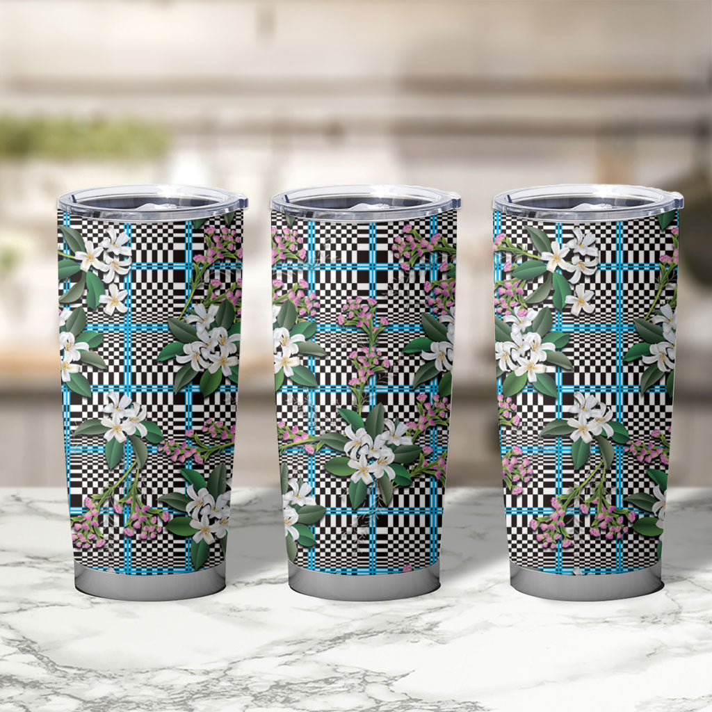 Blue Binakol Motifs With Jasminum Sambac Tumbler Cup Mabuhay Philippines Festival