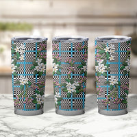 Blue Binakol Motifs With Jasminum Sambac Tumbler Cup Mabuhay Philippines Festival