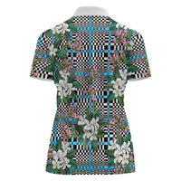 Blue Binakol Motifs With Jasminum Sambac Women Polo Shirt Mabuhay Philippines Festival