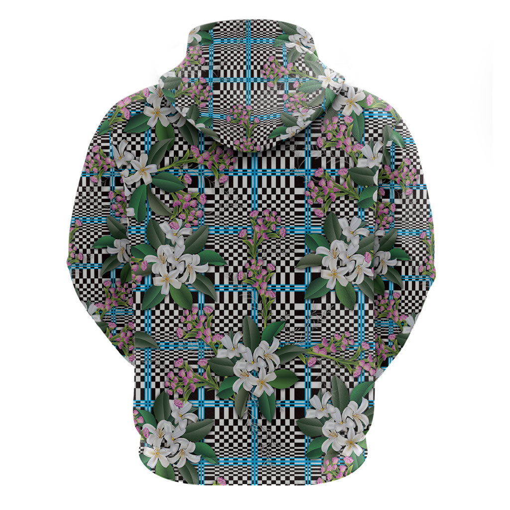 Blue Binakol Motifs With Jasminum Sambac Zip Hoodie Mabuhay Philippines Festival