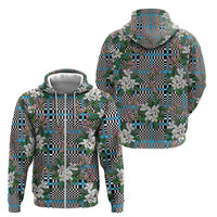 Blue Binakol Motifs With Jasminum Sambac Zip Hoodie Mabuhay Philippines Festival