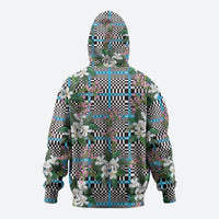 Blue Binakol Motifs With Jasminum Sambac Zip Hoodie Mabuhay Philippines Festival