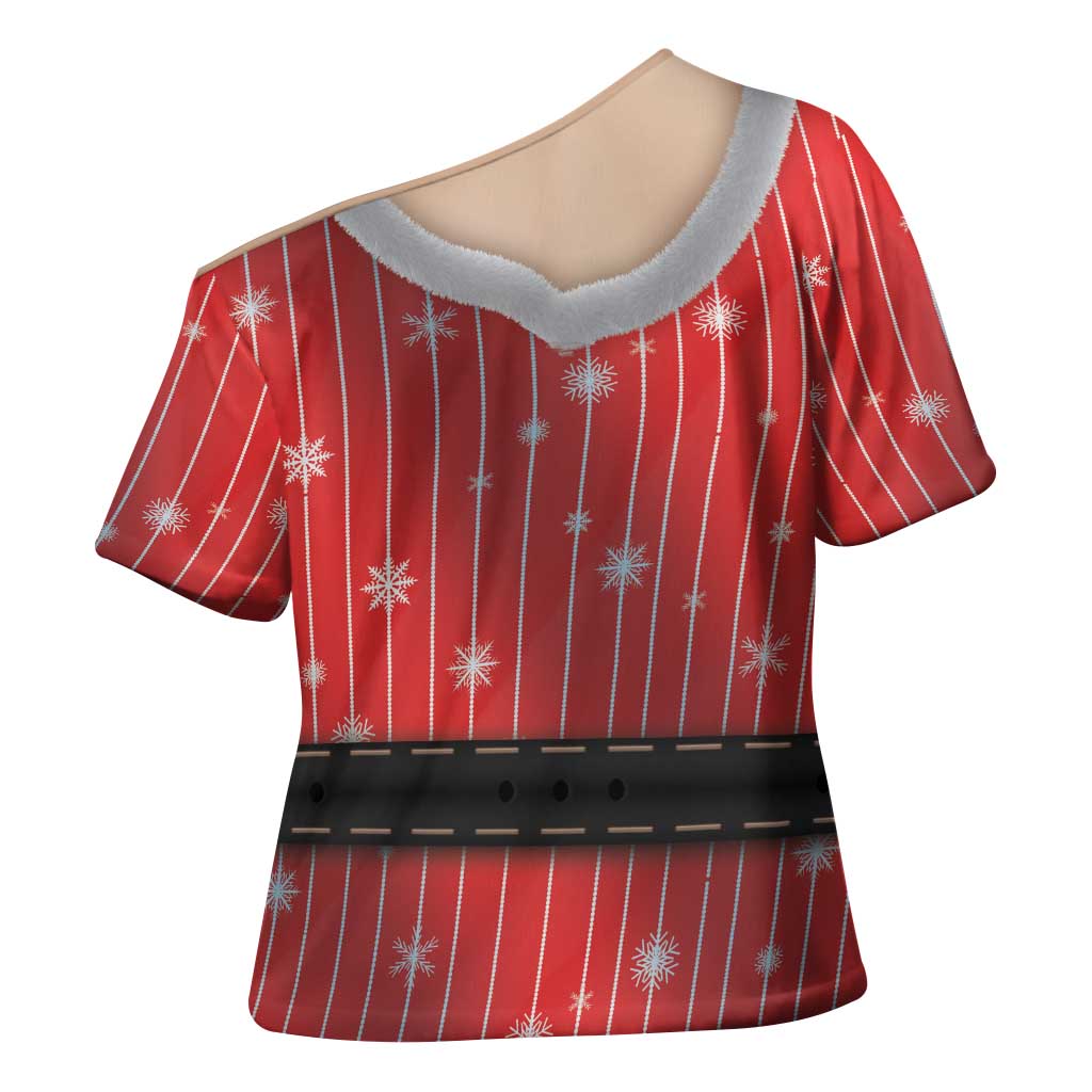 Christmas Costume Cross Shoulder Shirt Sexy Mrs Claus - Wonder Print Shop