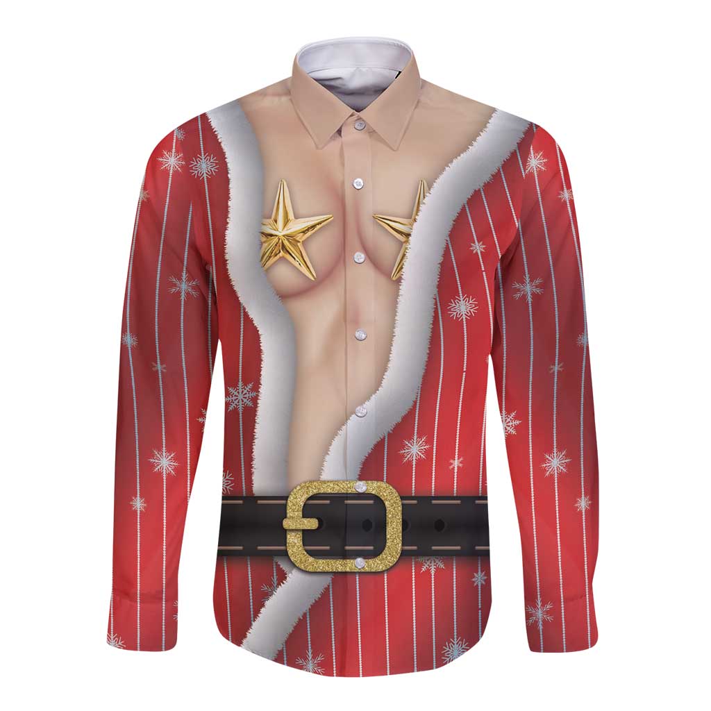 Christmas Costume Long Sleeve Button Shirt Sexy Mrs Claus - Wonder Print Shop