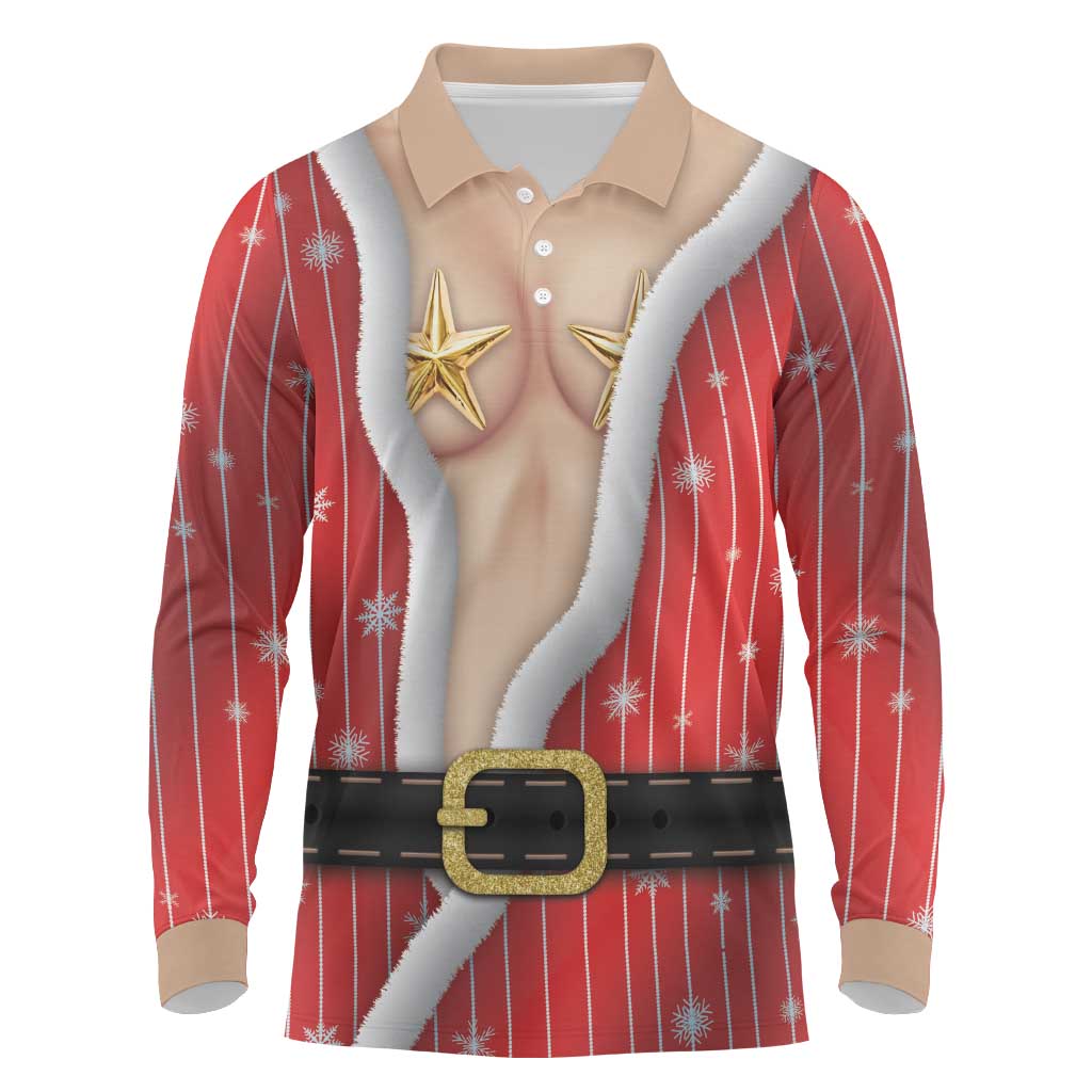 Christmas Costume Long Sleeve Polo Shirt Sexy Mrs Claus - Wonder Print Shop