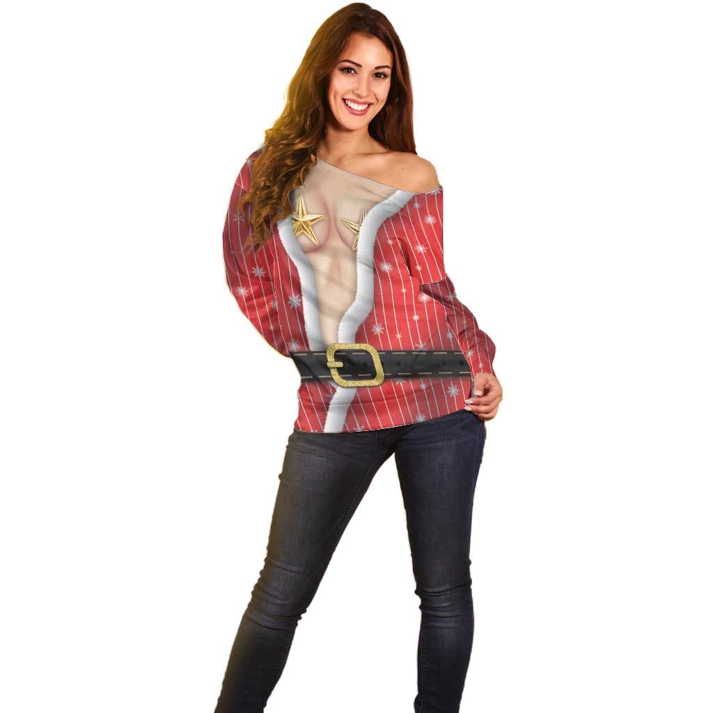 Christmas Costume Off Shoulder Sweater Sexy Mrs Claus - Wonder Print Shop