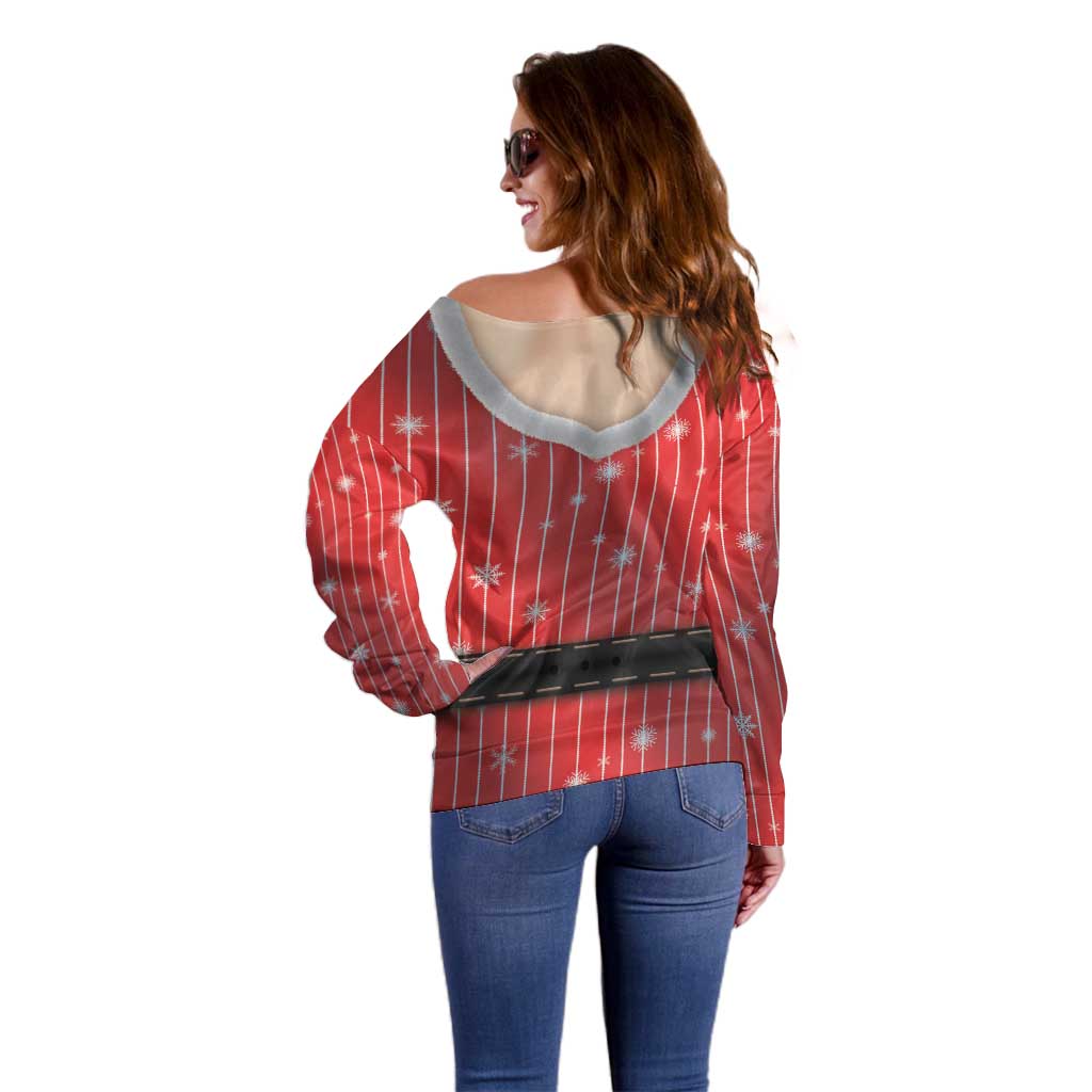Christmas Costume Off Shoulder Sweater Sexy Mrs Claus - Wonder Print Shop