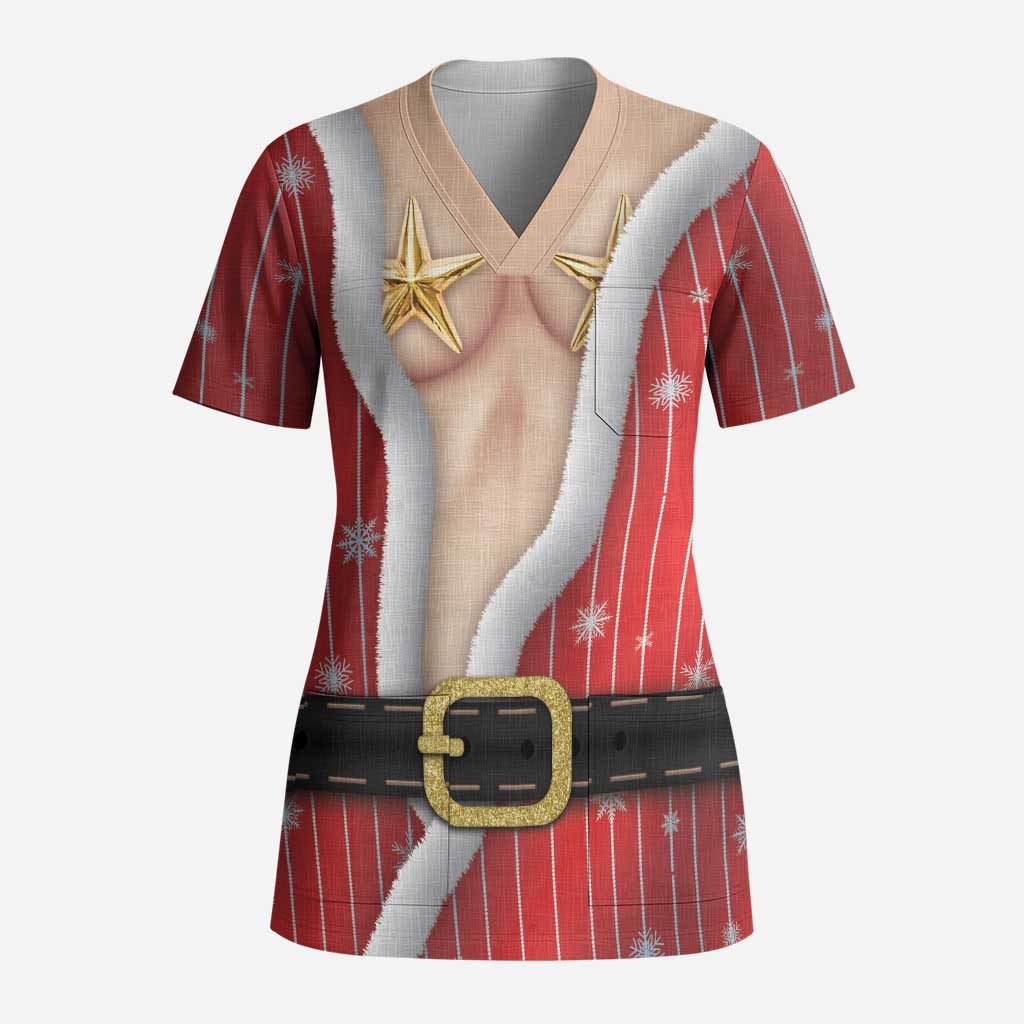Christmas Costume Scrub Top Sexy Mrs Claus - Wonder Print Shop