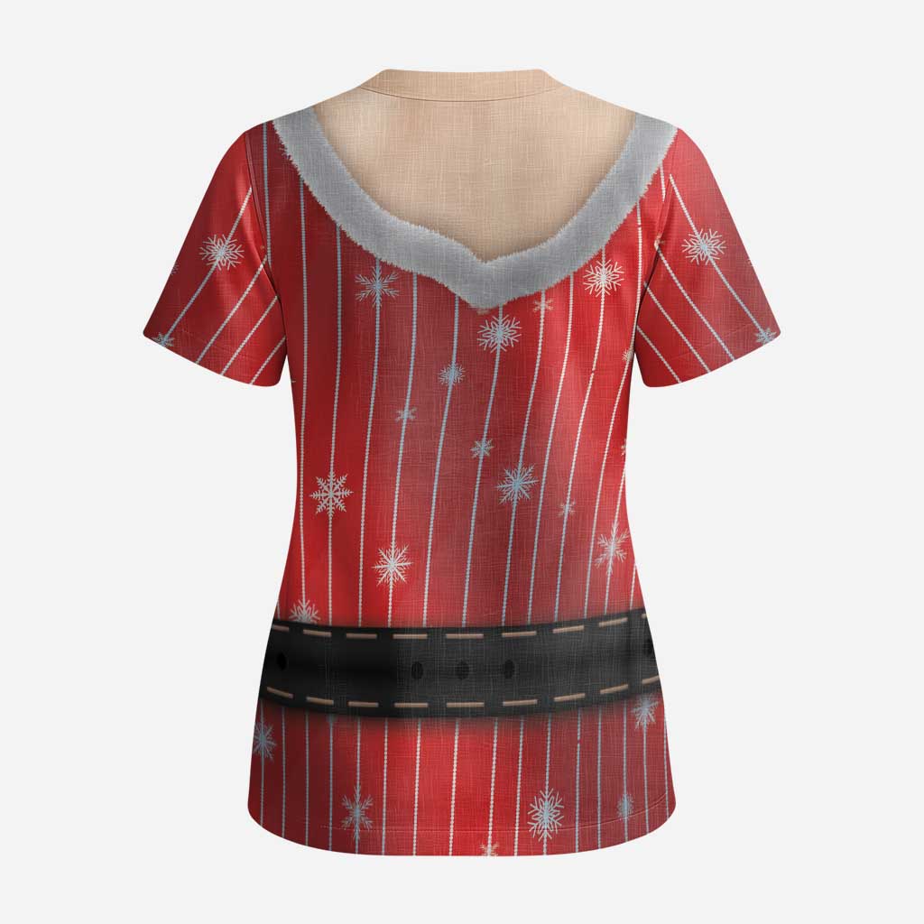 Christmas Costume Scrub Top Sexy Mrs Claus - Wonder Print Shop