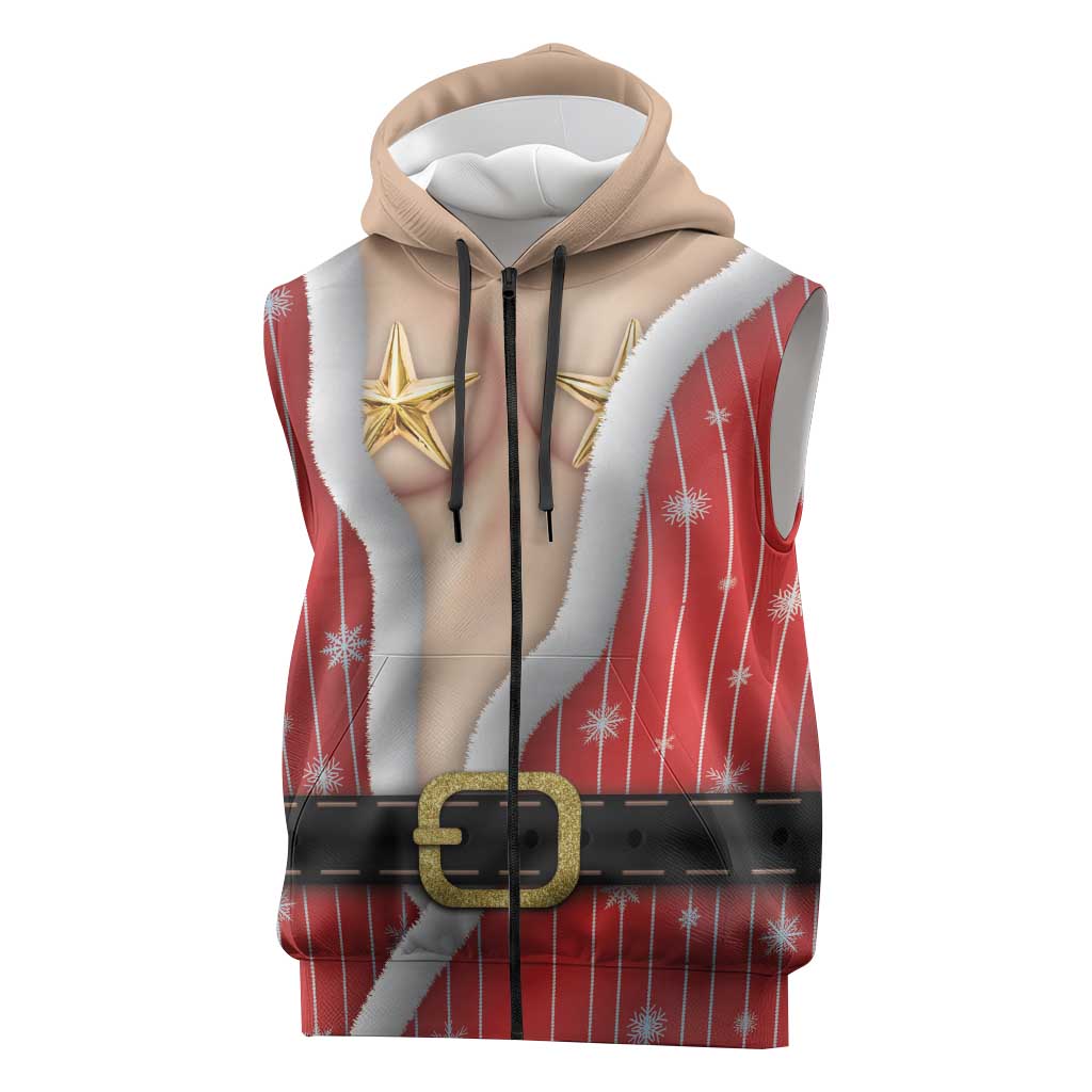 Christmas Costume Sleeveless Zip Hoodie Sexy Mrs Claus - Wonder Print Shop
