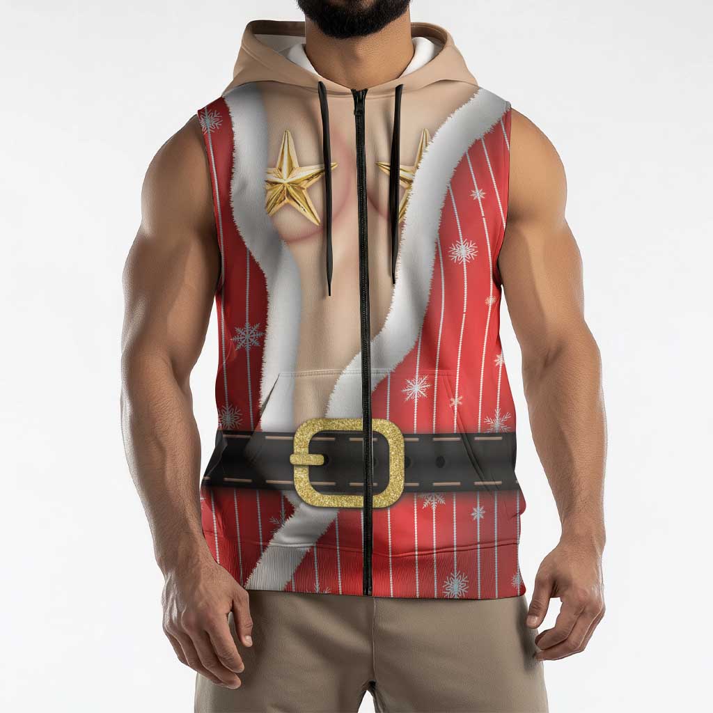 Christmas Costume Sleeveless Zip Hoodie Sexy Mrs Claus - Wonder Print Shop