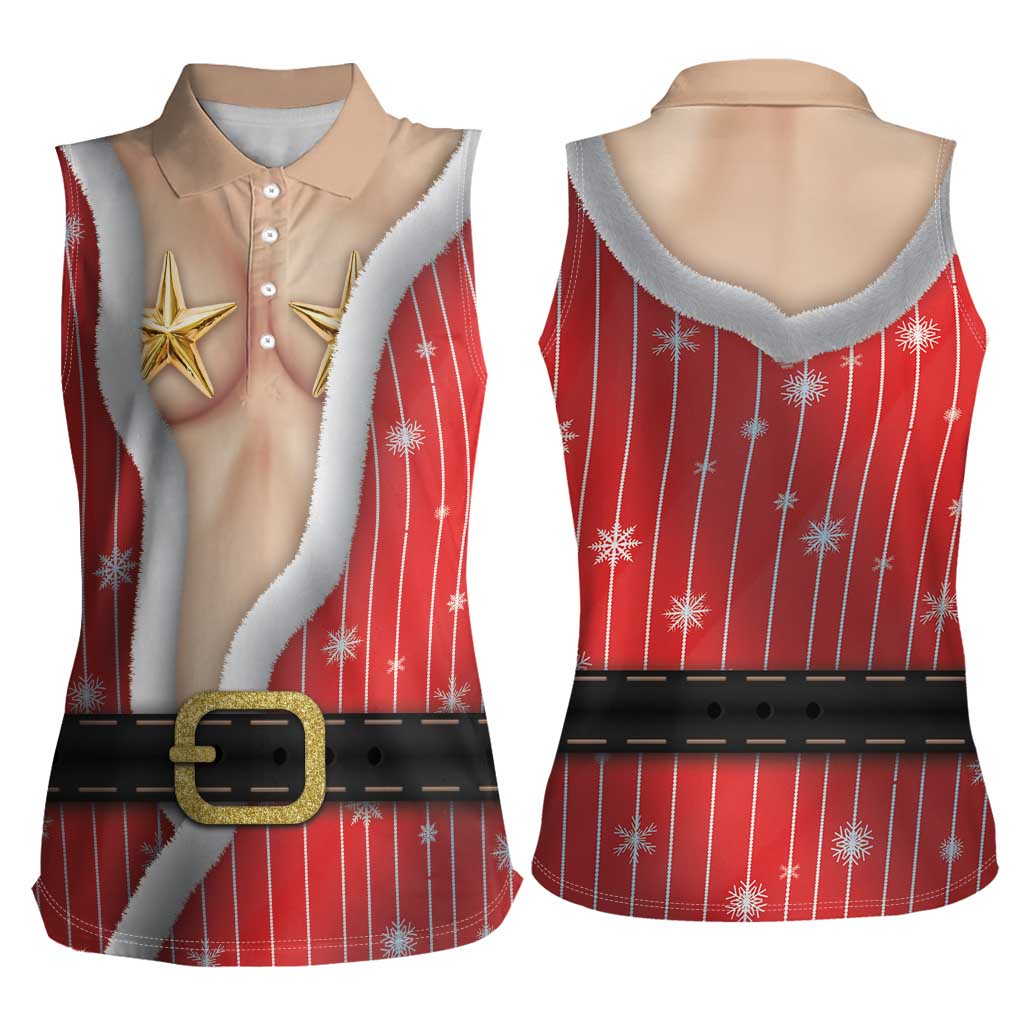 Christmas Costume Women Sleeveless Polo Shirt Sexy Mrs Claus - Wonder Print Shop