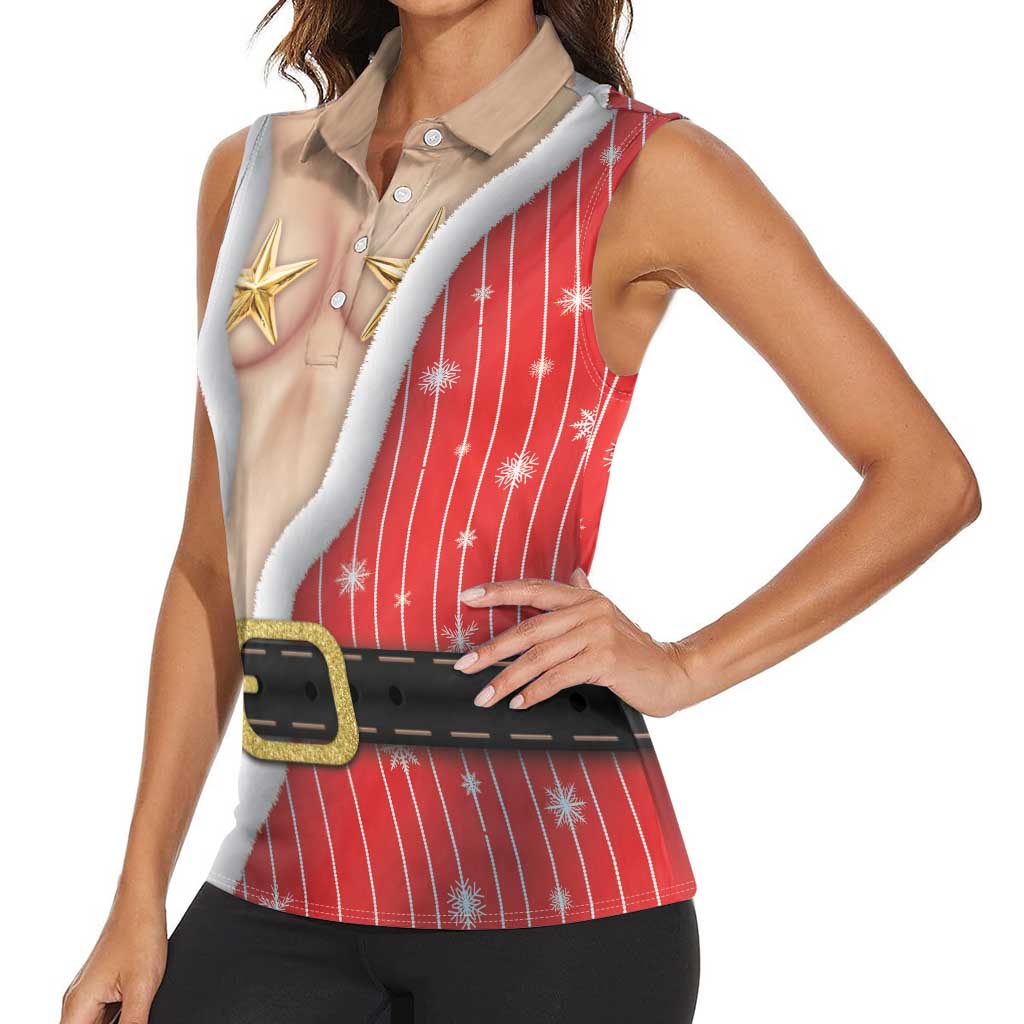 Christmas Costume Women Sleeveless Polo Shirt Sexy Mrs Claus - Wonder Print Shop