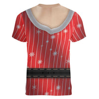 Christmas Costume Women V-Neck T-Shirt Sexy Mrs Claus - Wonder Print Shop