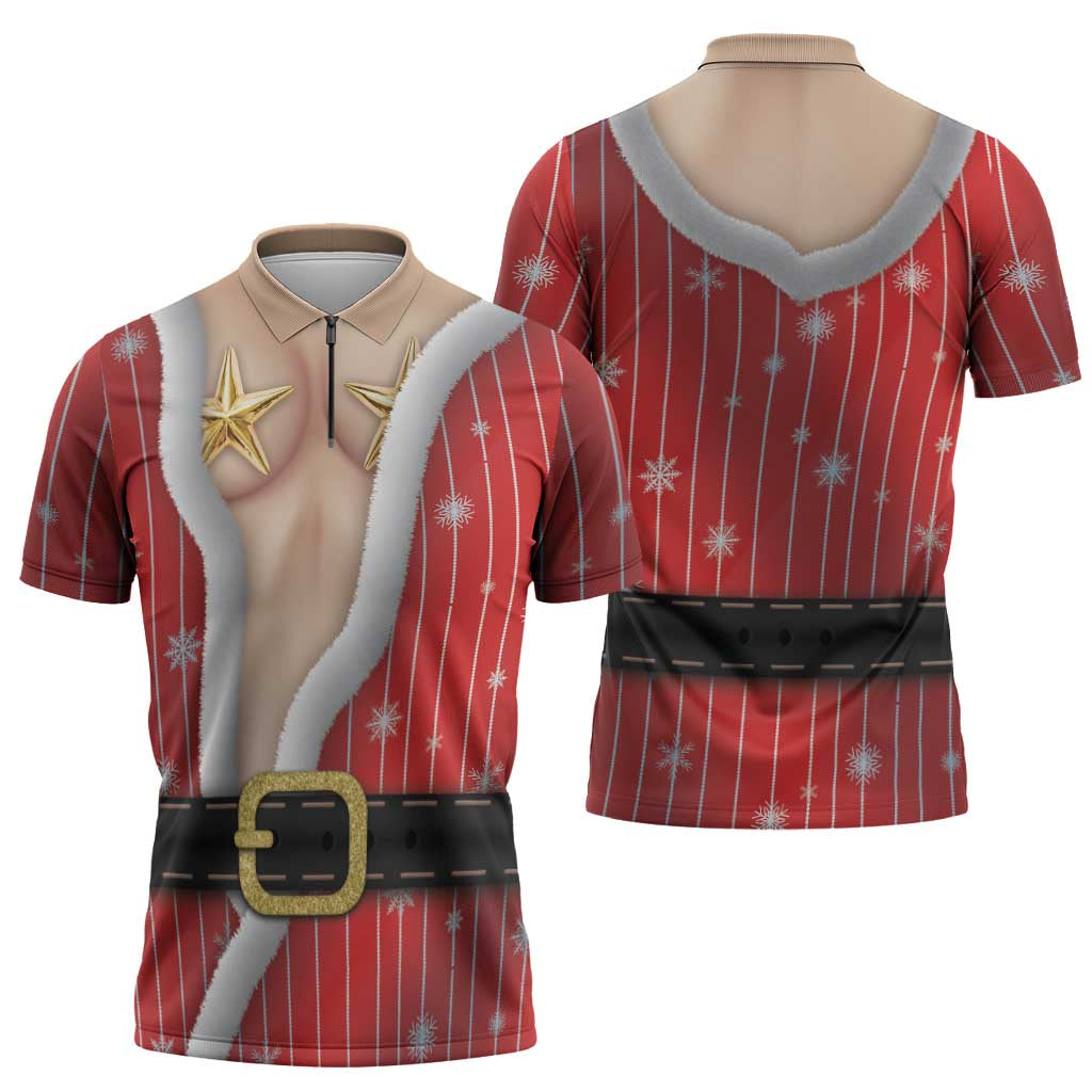 Christmas Costume Zipper Polo Shirt Sexy Mrs Claus - Wonder Print Shop