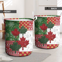 Canada Christmas Laundry Basket Maple Leaves Patchwork Style - Wonder Print Shop