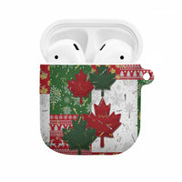 Canada Christmas AirPods Case Maple Leaves Patchwork Style - Wonder Print Shop