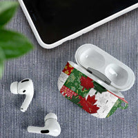 Canada Christmas AirPods Case Maple Leaves Patchwork Style - Wonder Print Shop